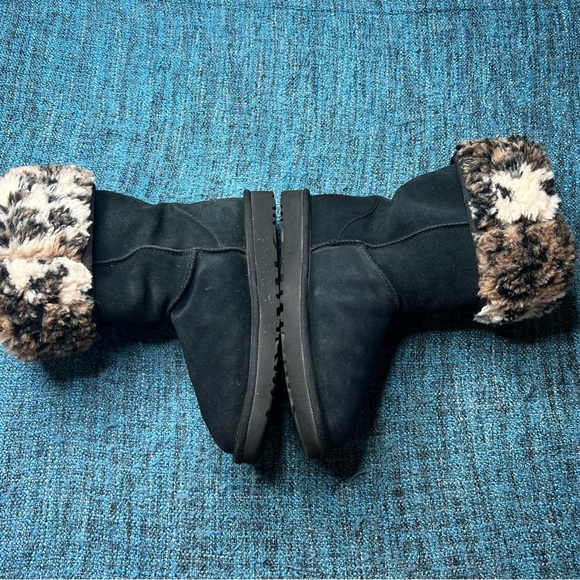 UGG Classic Tall 11 Leopard Print Boots in Black Suede - Picture 7 of 11